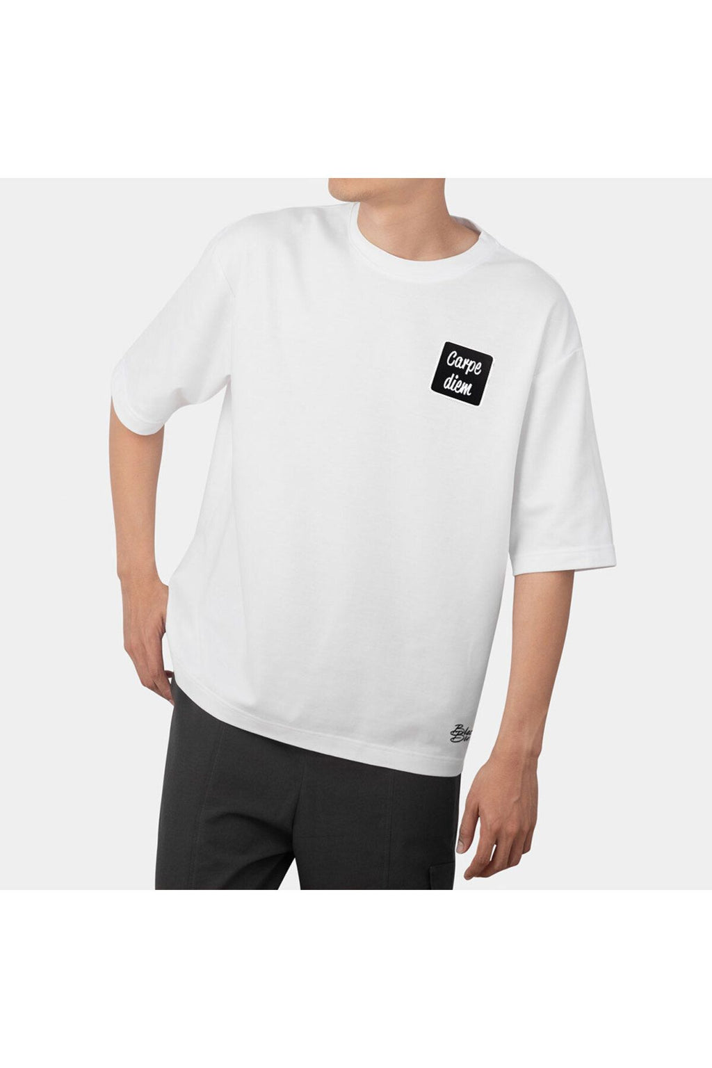 BlackBork V1 Oversize B-Shirt White | Customisable Patch | M-L