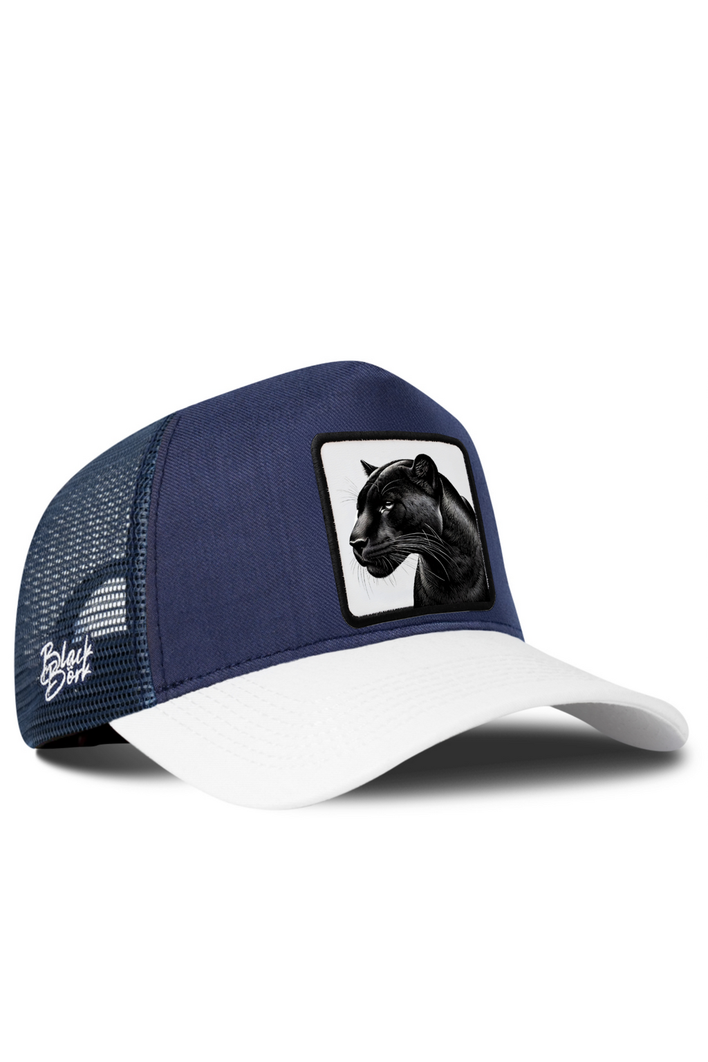BlackBork White & Navy Blue Cordura Trucker Cap | Customisable Patch