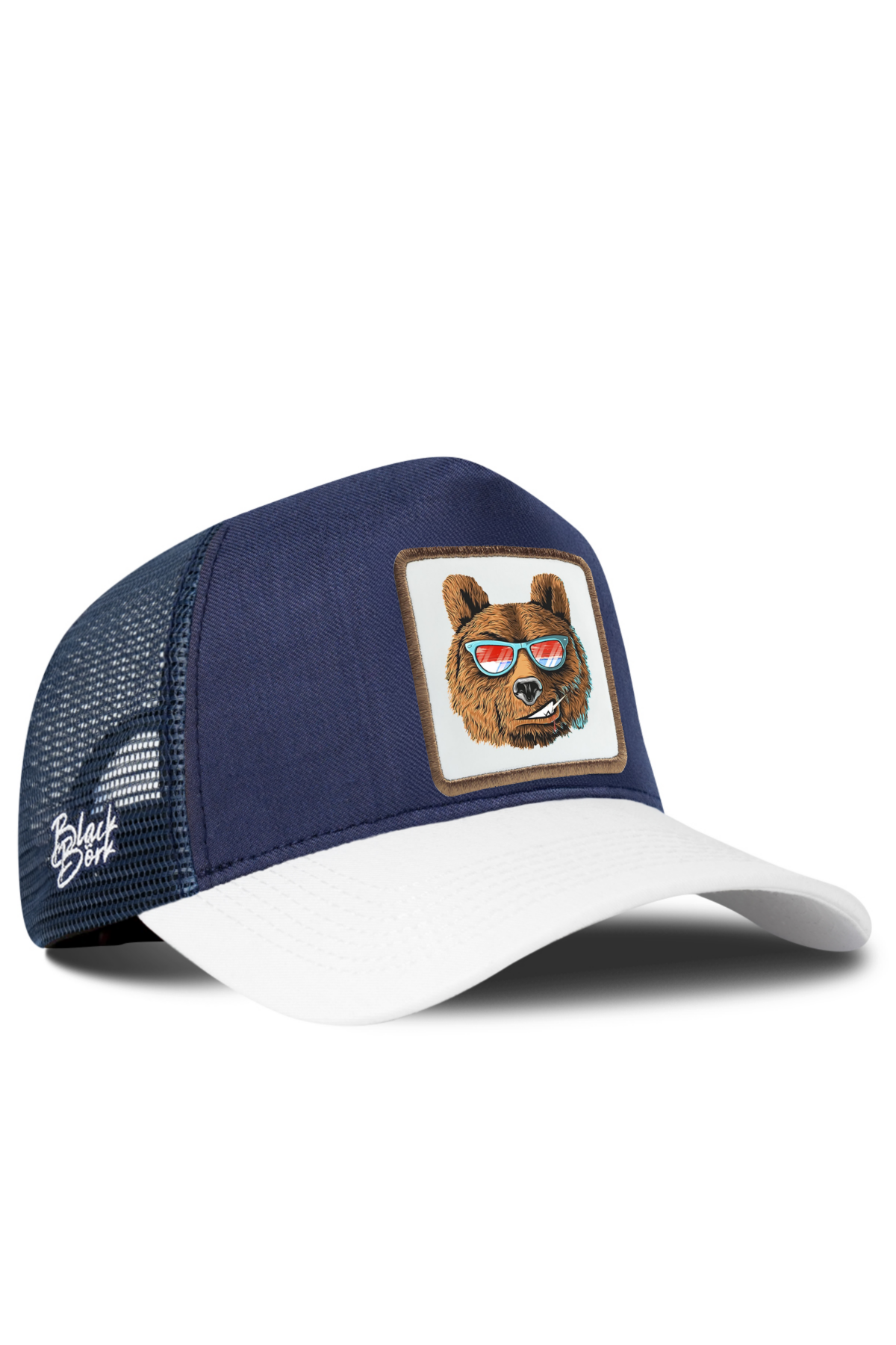 BlackBork White & Navy Blue Cordura Trucker Cap | Customisable Patch