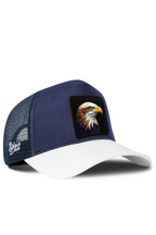BlackBork White & Navy Blue Cordura Trucker Cap | Customisable Patch