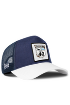 BlackBork White & Navy Blue Cordura Trucker Cap | Customisable Patch