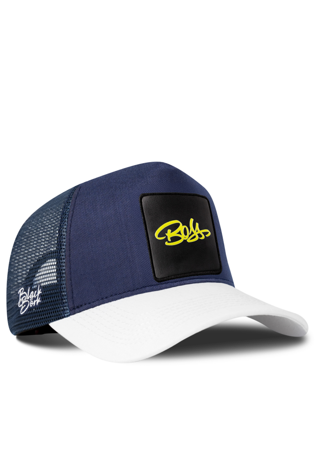 BlackBork White & Navy Blue Cordura Trucker Cap | Customisable Patch