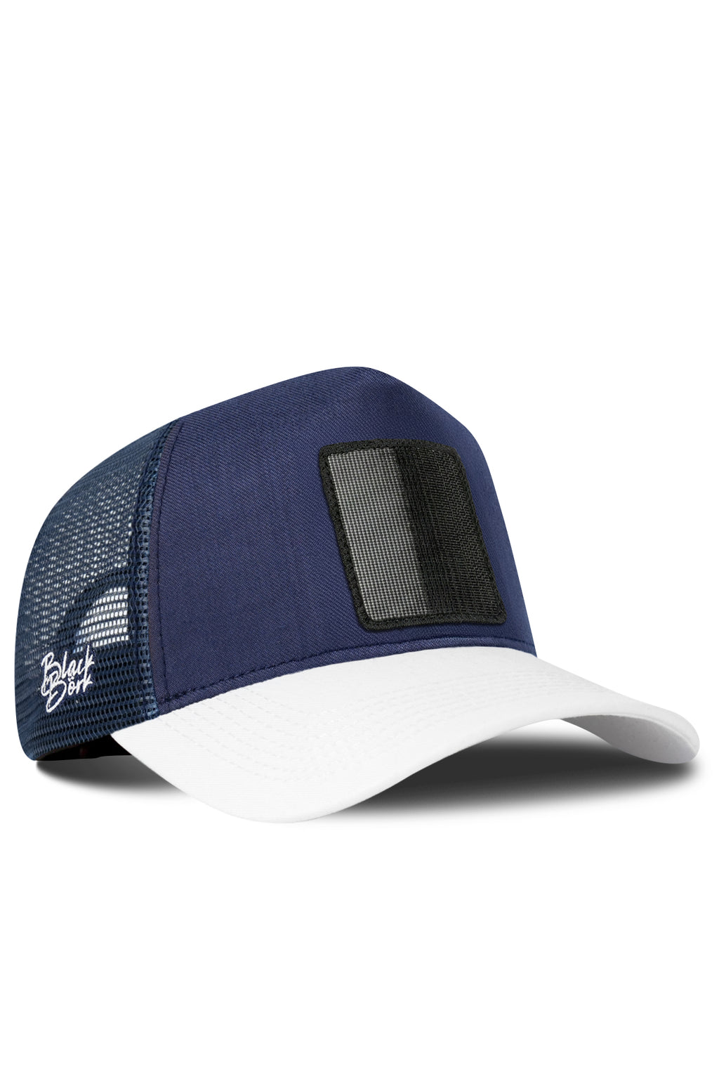 BlackBork White & Navy Blue Cordura Trucker Cap | Customisable Patch