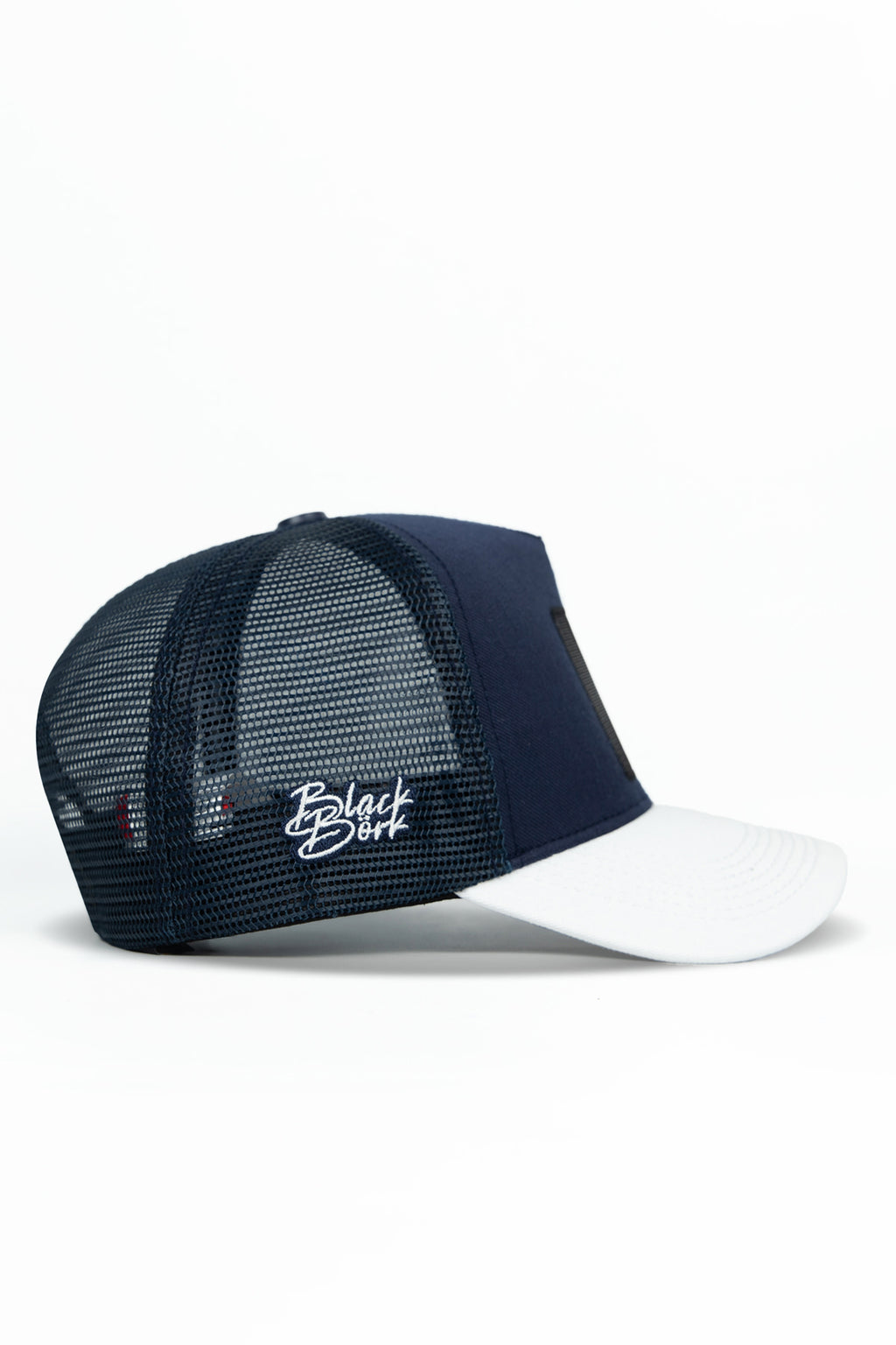 BlackBork White & Navy Blue Cordura Trucker Cap | Customisable Patch