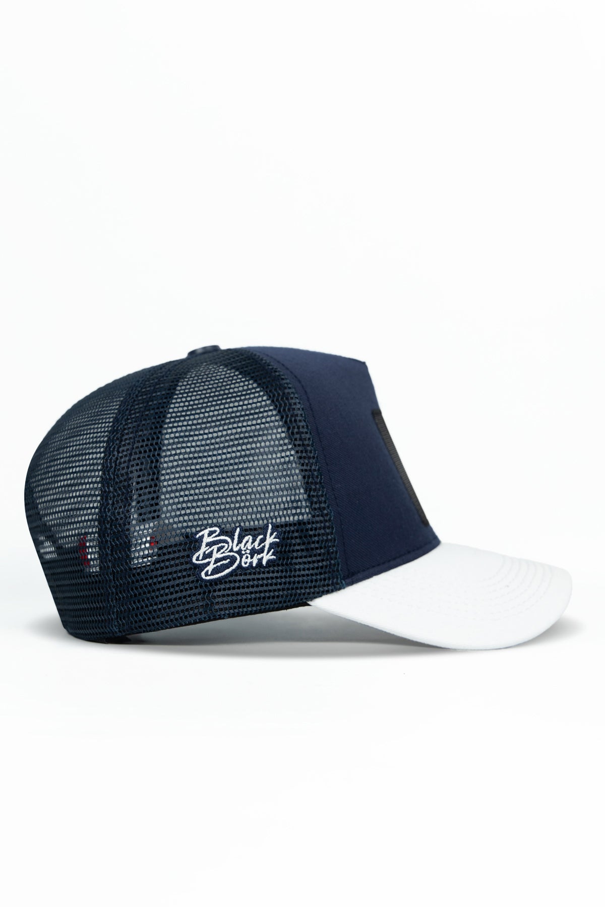 BlackBork White & Navy Blue Cordura Trucker Cap | Customisable Patch