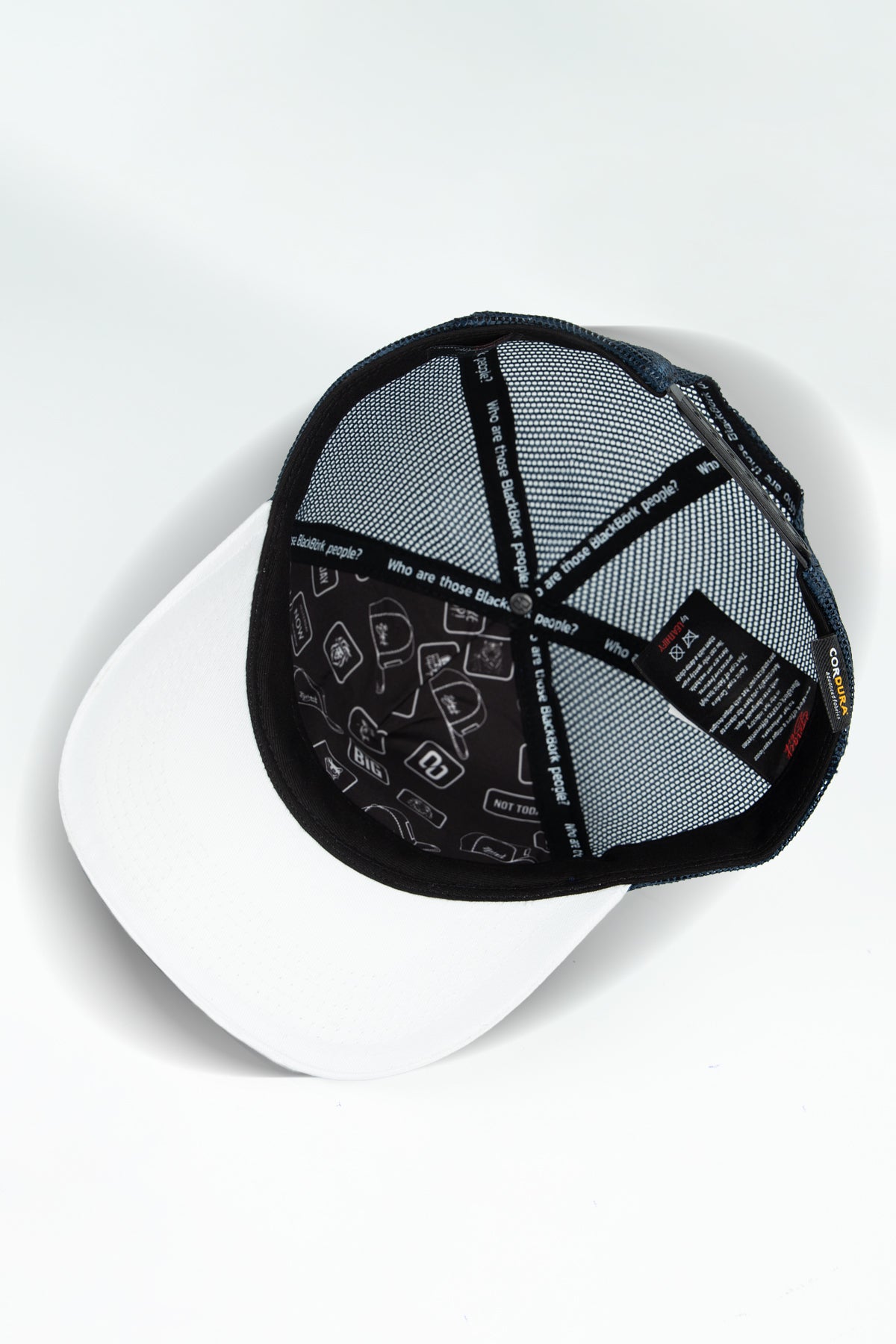 BlackBork White & Navy Blue Cordura Trucker Cap | Customisable Patch