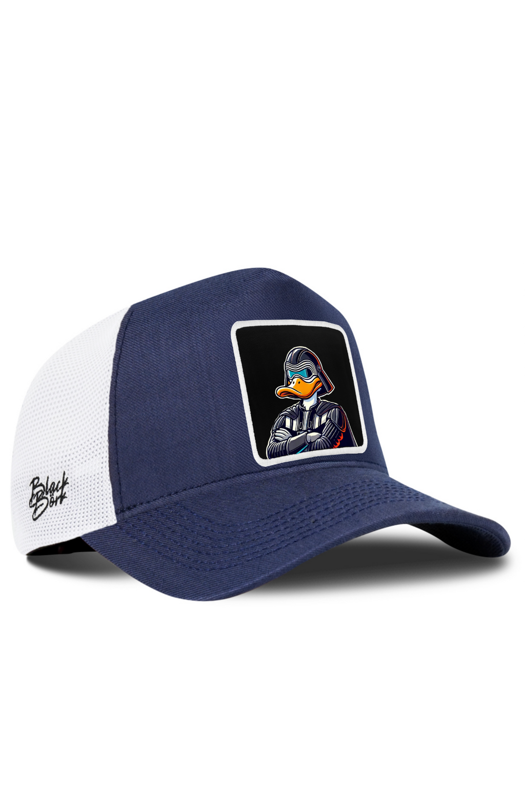 BlackBork Navy Blue & White Cordura Trucker Cap | Customisable Patch