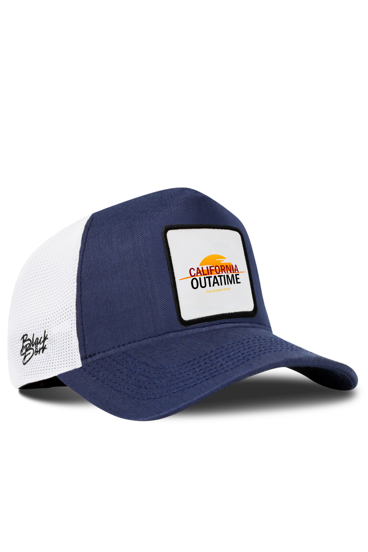 BlackBork Navy Blue & White Cordura Trucker Cap | Customisable Patch