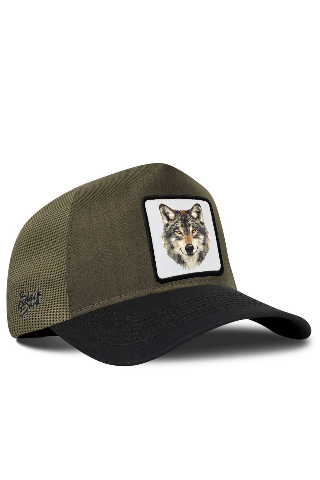 BlackBork Black Brim & Khaki Cordura Trucker Cap | Customisable Patch
