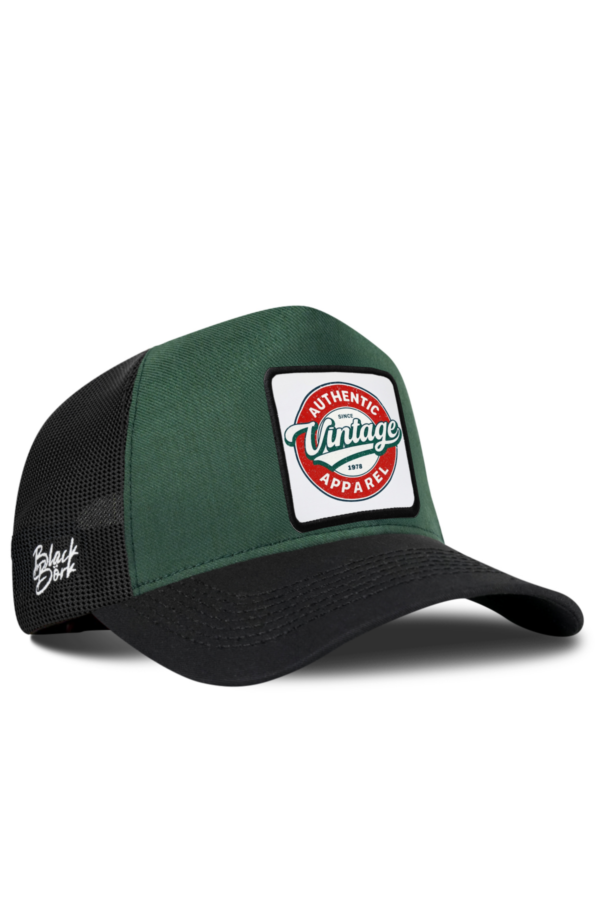 BlackBork Petrol Green & Black Cordura Trucker Cap | Customisable Patch