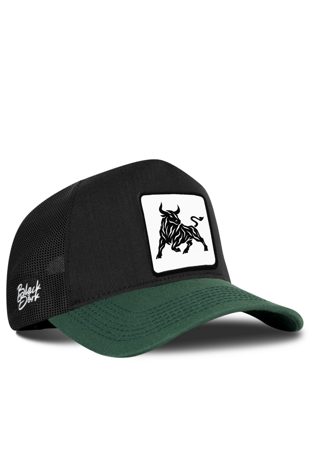 BlackBork Black & Petrol Green Cordura Trucker Cap | Customisable Patch