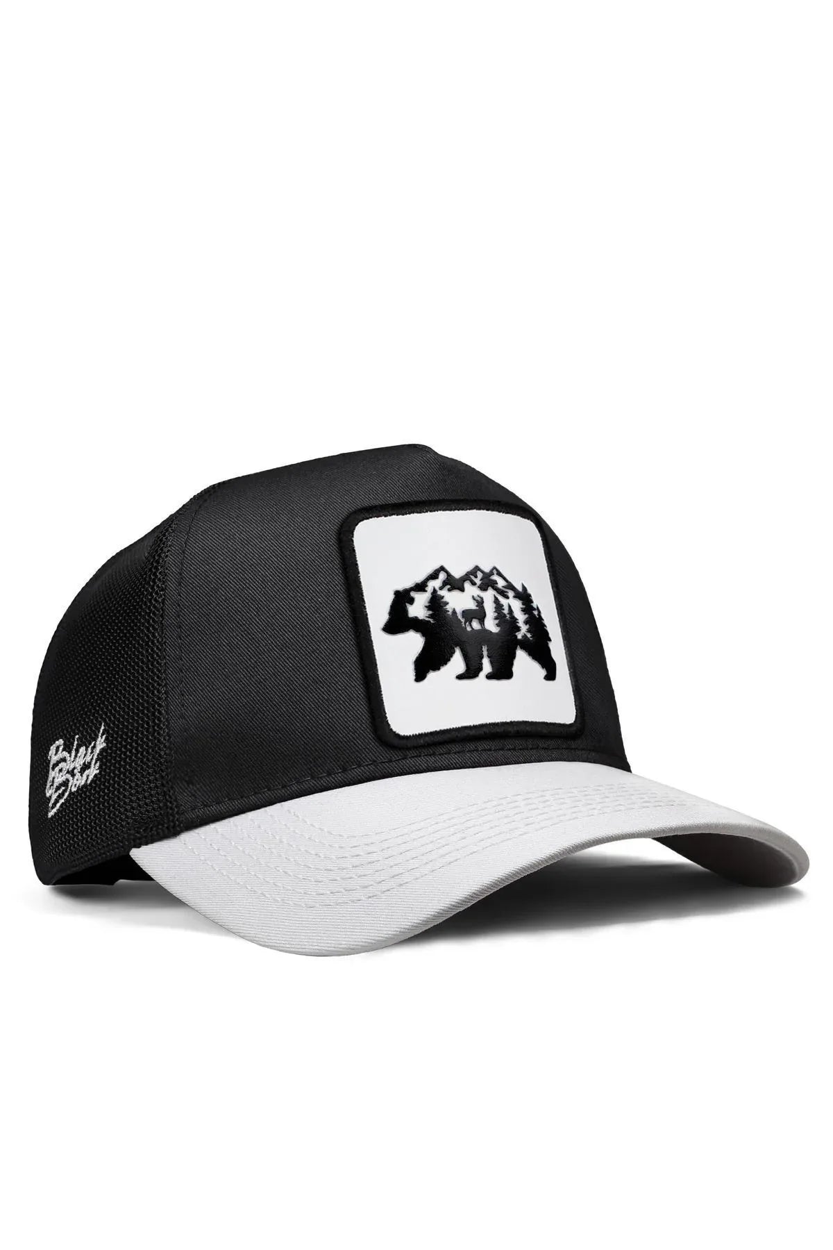 White Peaked Black Cap