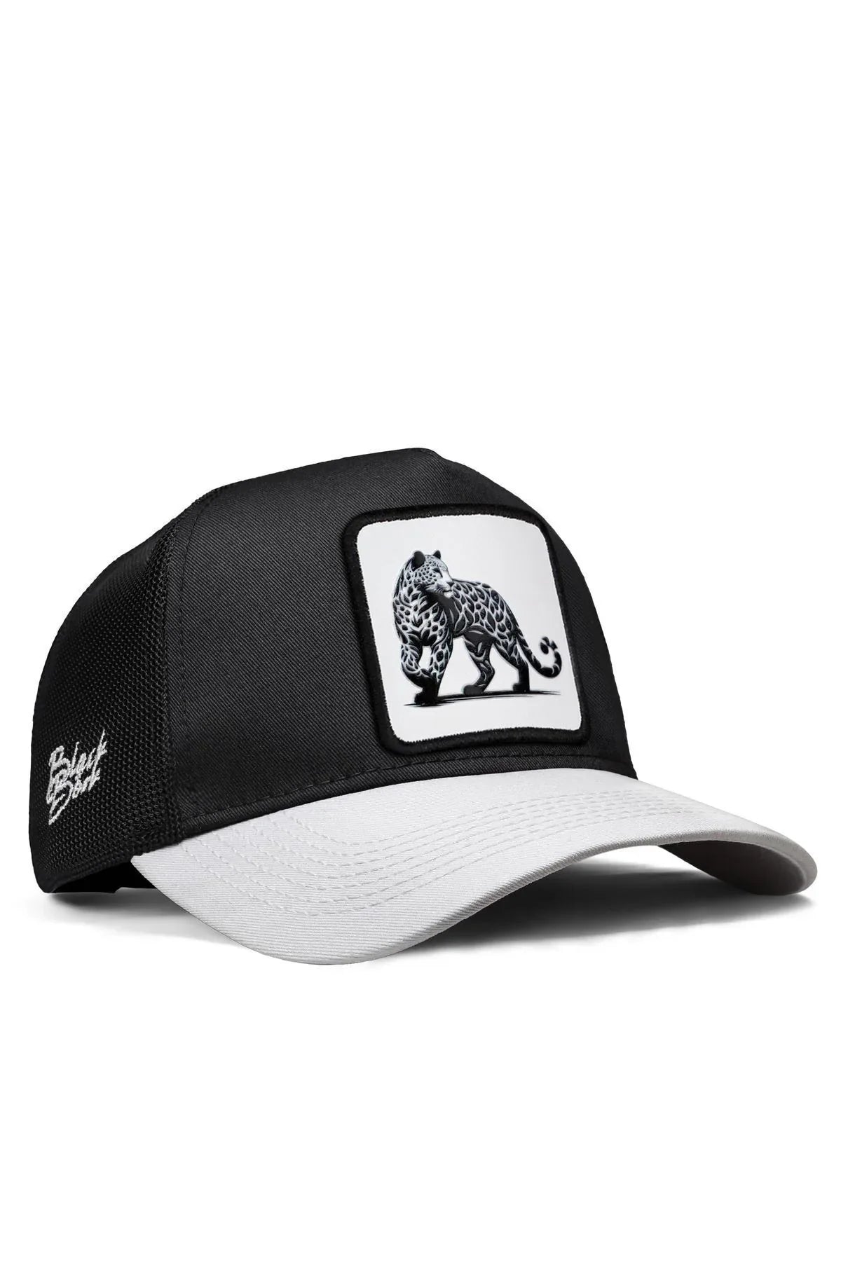 White Peaked Black Cap