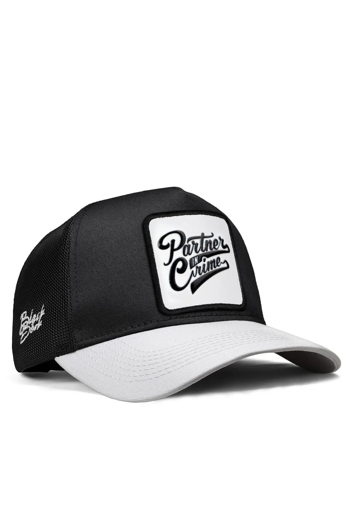 White Peaked Black Cap