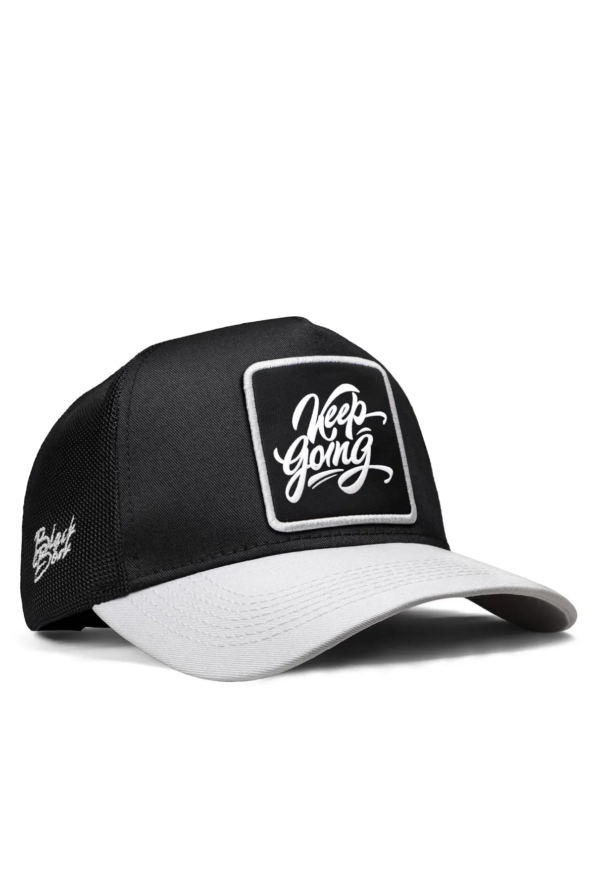 White Peaked Black Cap