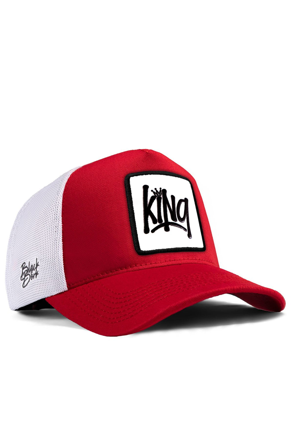 BlackBork Red & White Trucker Cap | Customisable Patch