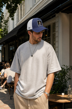 BlackBork Navy Blue & White Cordura Trucker Cap | Customisable Patch