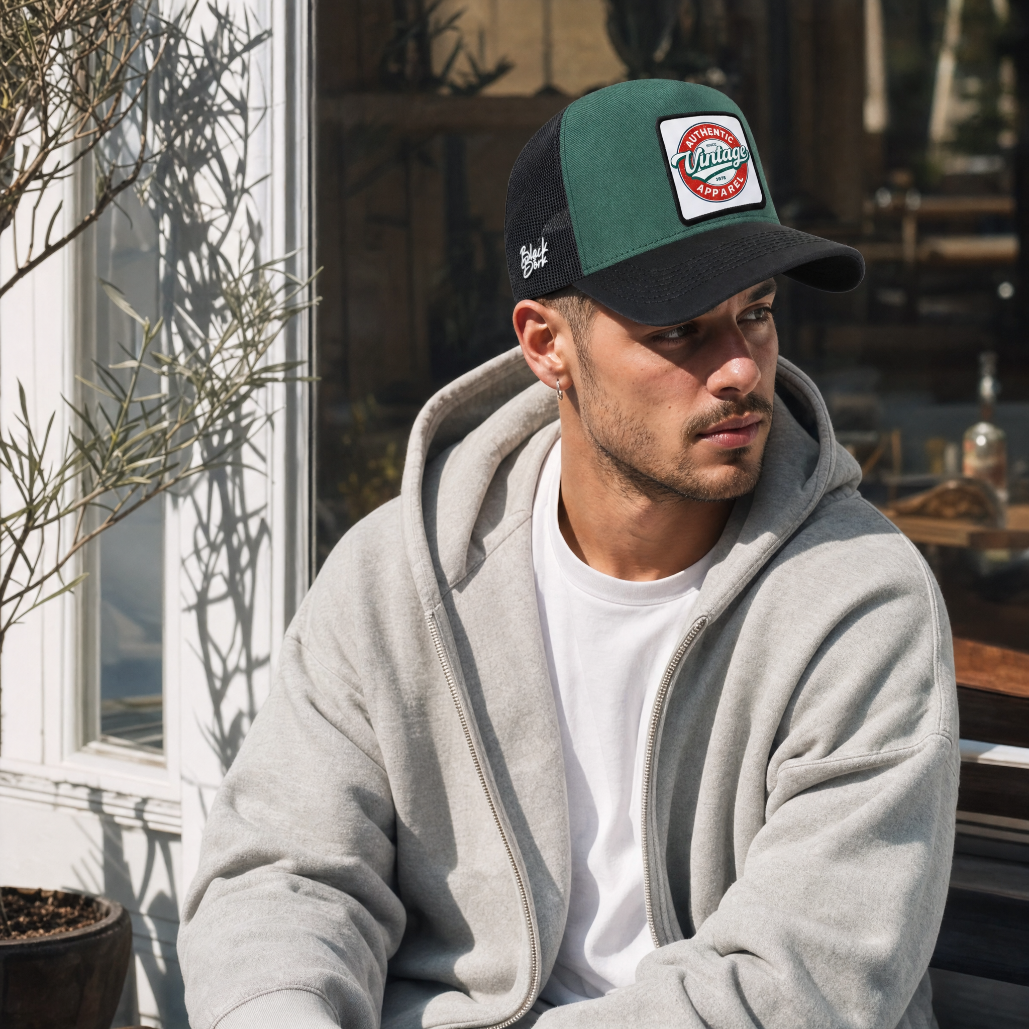 BlackBork Petrol Green & Black Cordura Trucker Cap | Customisable Patch