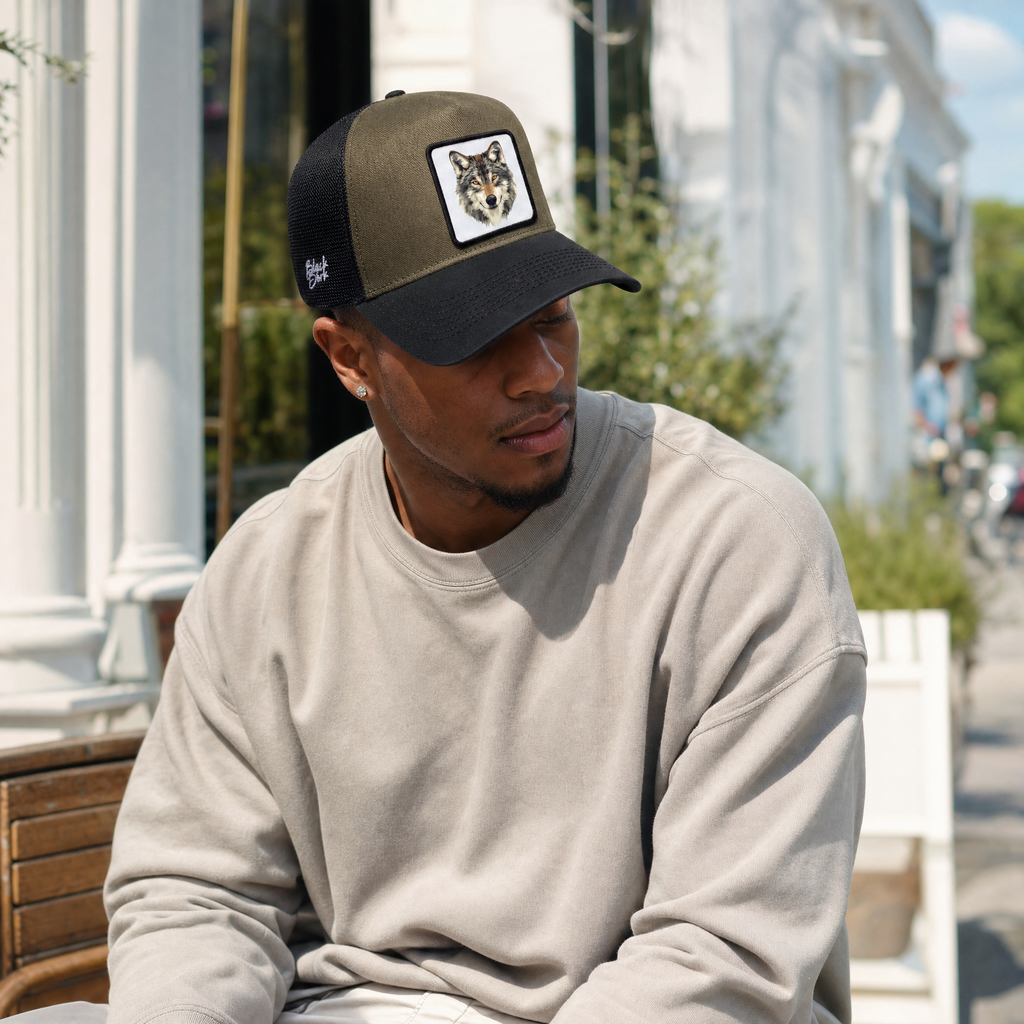 BlackBork Black & Khaki & Black Cordura Trucker Cap | Customisable Patch