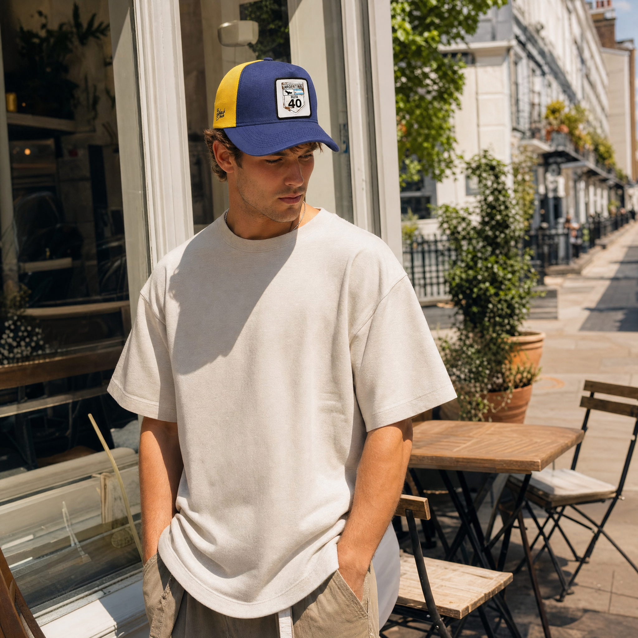 BlackBork Navy Blue & Yellow Cordura Trucker Cap | Customisable Patch