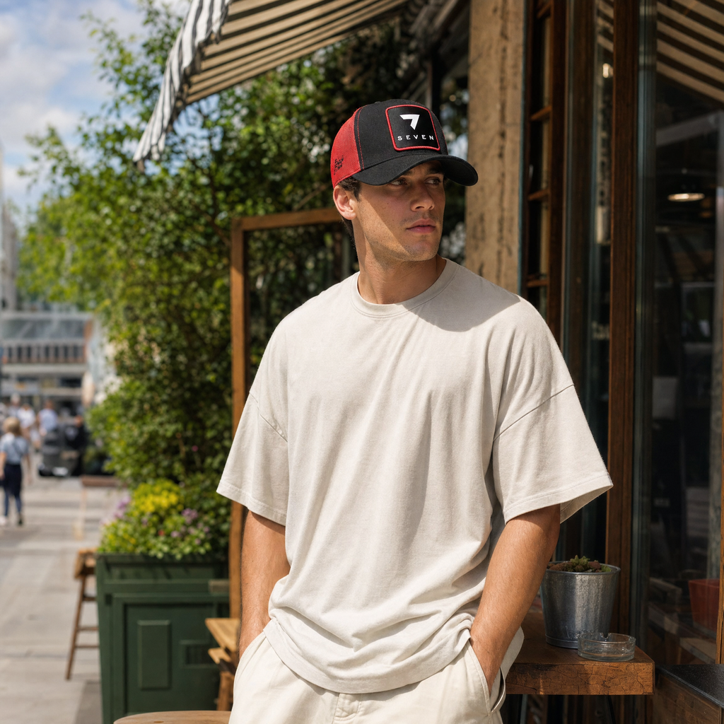 BlackBork Black & Red Cordura Trucker Cap | Customisable Patch