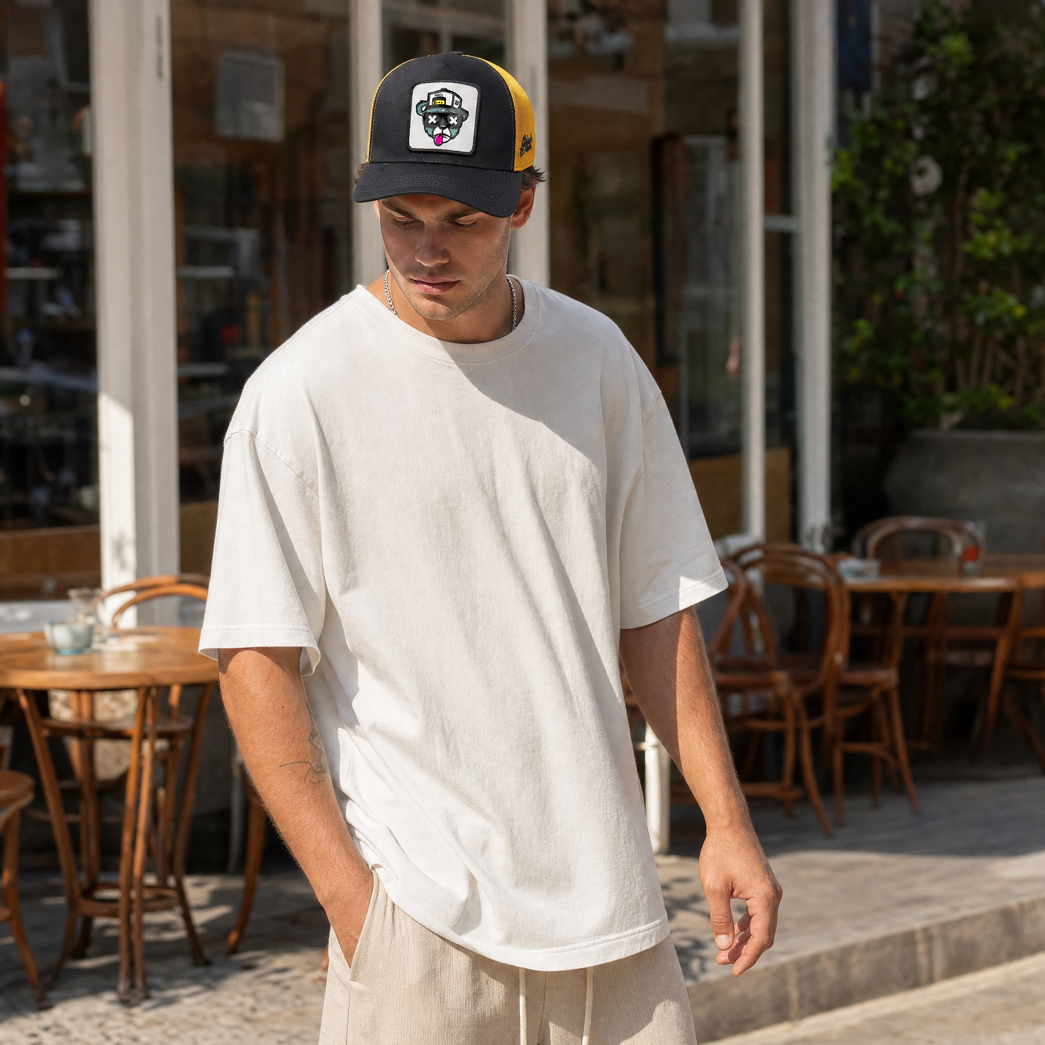 BlackBork Dark Anthracite & Yellow Trucker Cap | Customisable Patch