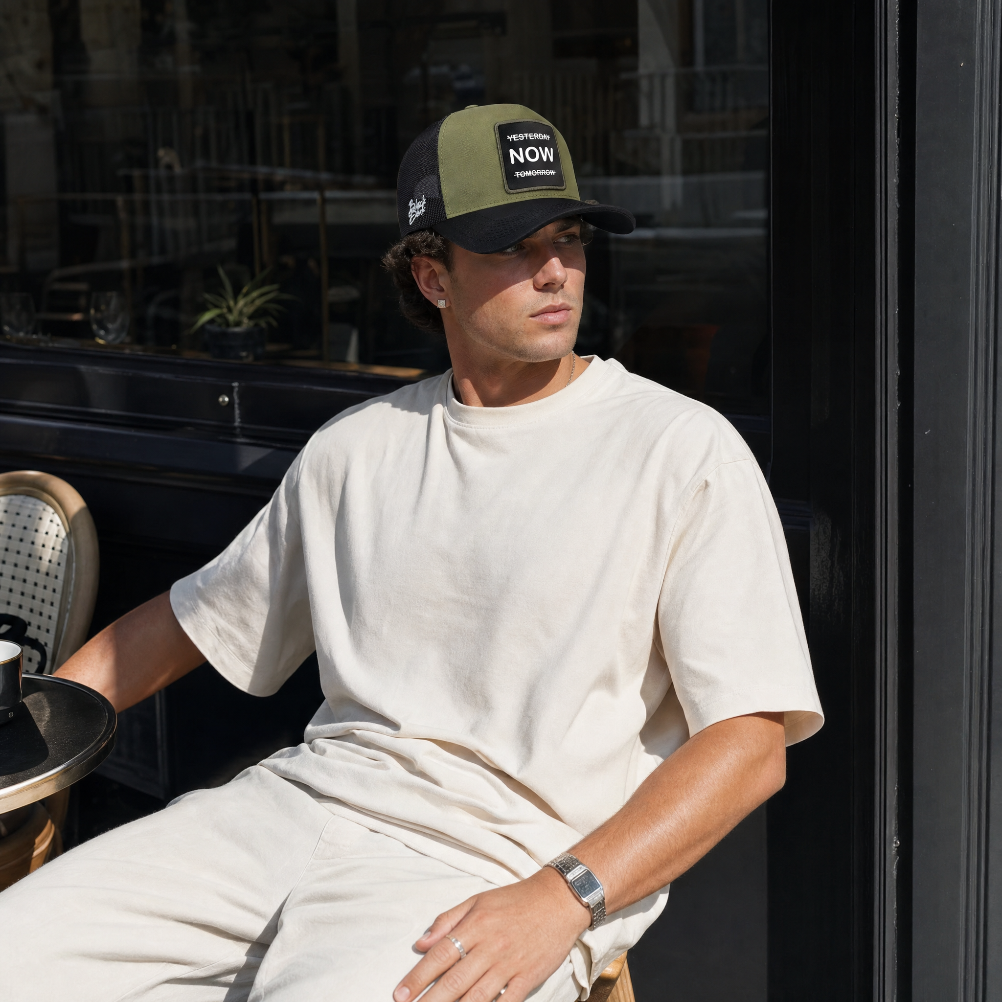 BlackBork Black & Khaki Trucker Cap | Customisable Patch