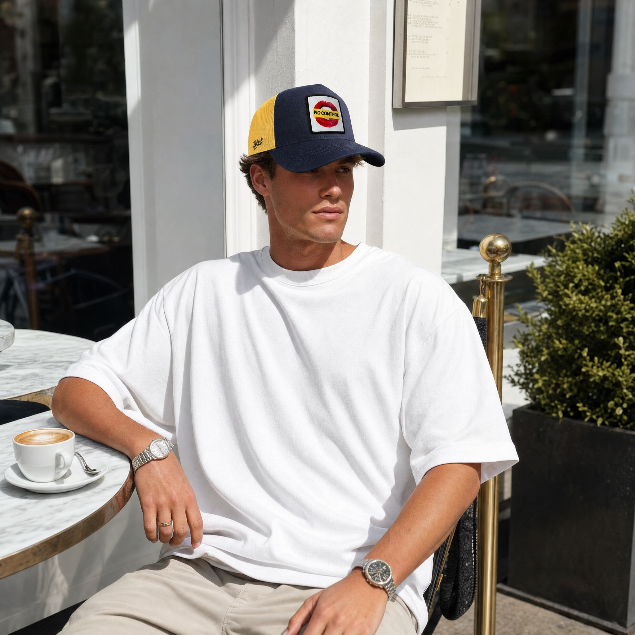 BlackBork Navy Blue & Yellow Trucker Cap | Customisable Patch