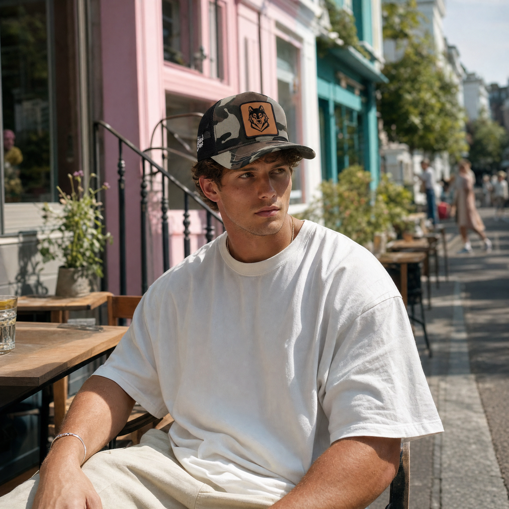 BlackBork Camouflage & Black Trucker Cap | Customisable Patch