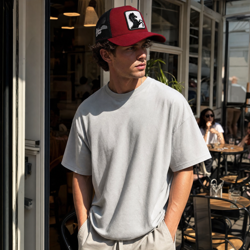 BlackBork Burgundy & Black Trucker Cap | Customisable Patch