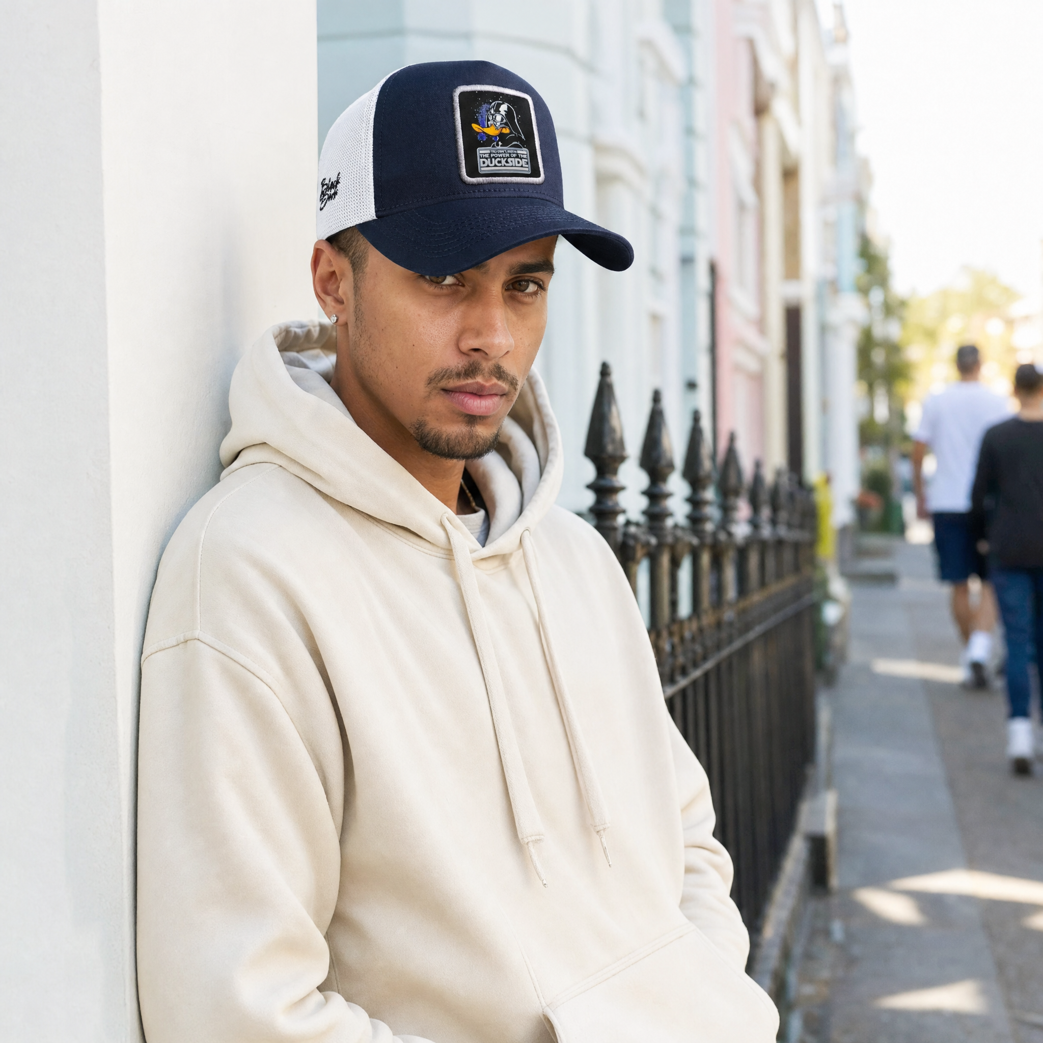BlackBork Navy Blue & White Trucker Cap | Customisable Patch