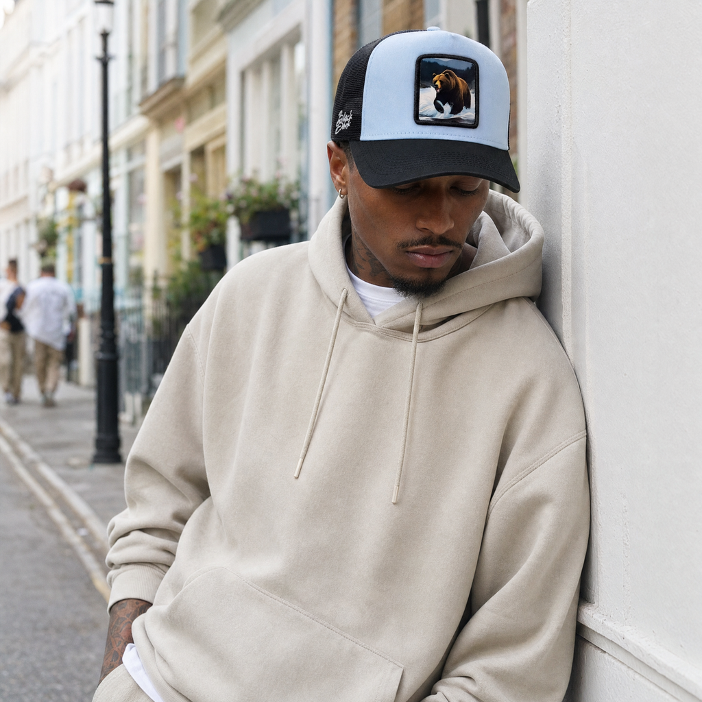 BlackBork Light Blue & Black Trucker Cap | Customisable Patch