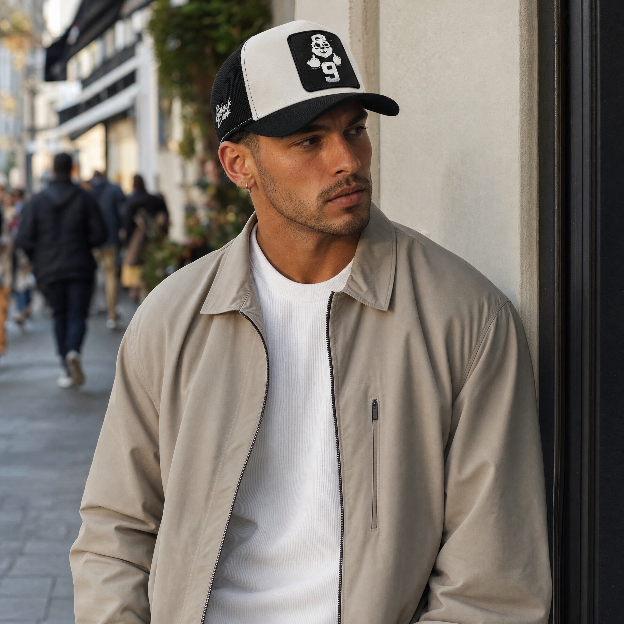 BlackBork Black & White & Black Trucker Cap | Customisable Patch