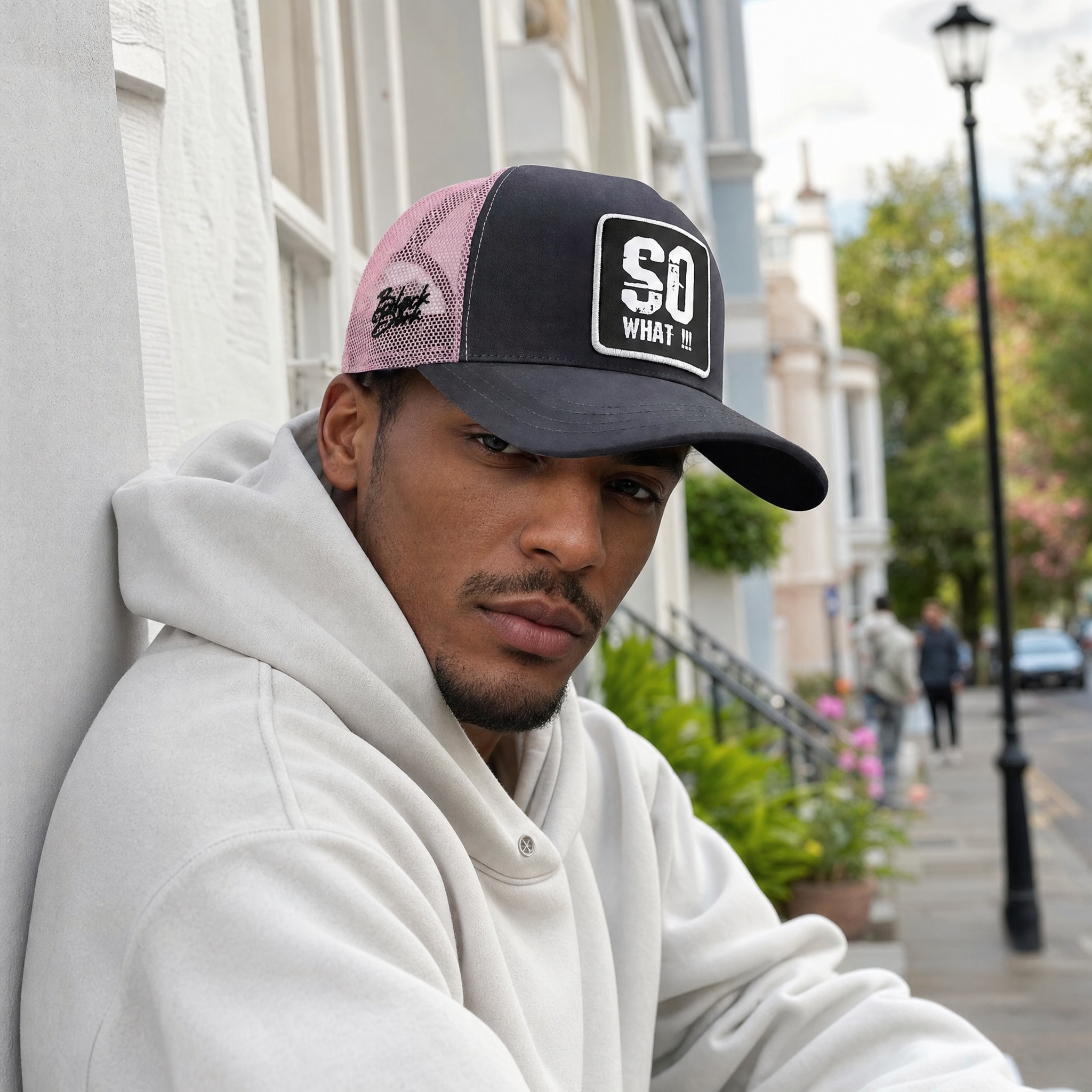 BlackBork Anthracite & Pink Trucker Cap | Customisable Patch