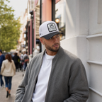 BlackBork Black Brim & White Trucker Cap | Customisable Patch