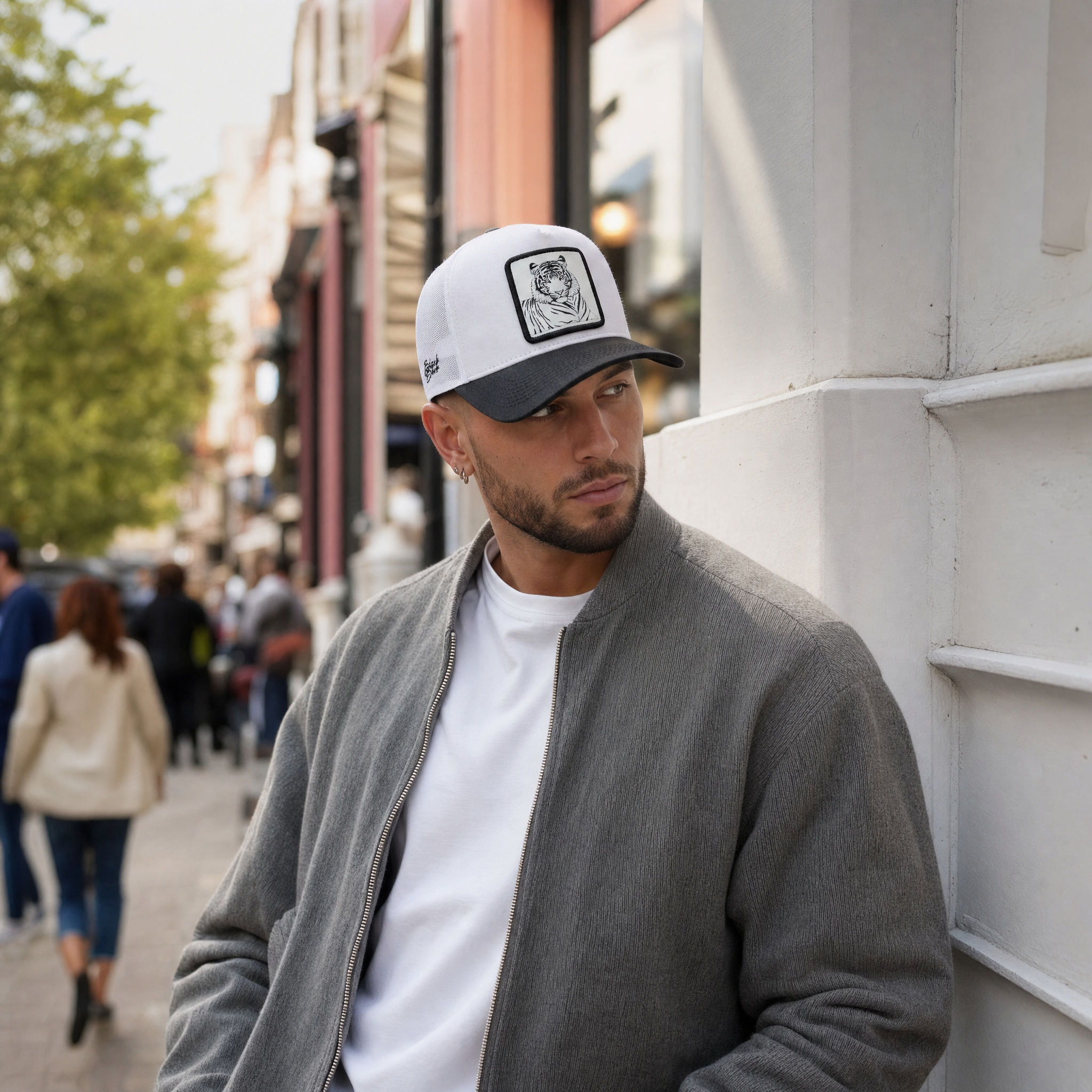 BlackBork Black Brim & White Trucker Cap | Customisable Patch
