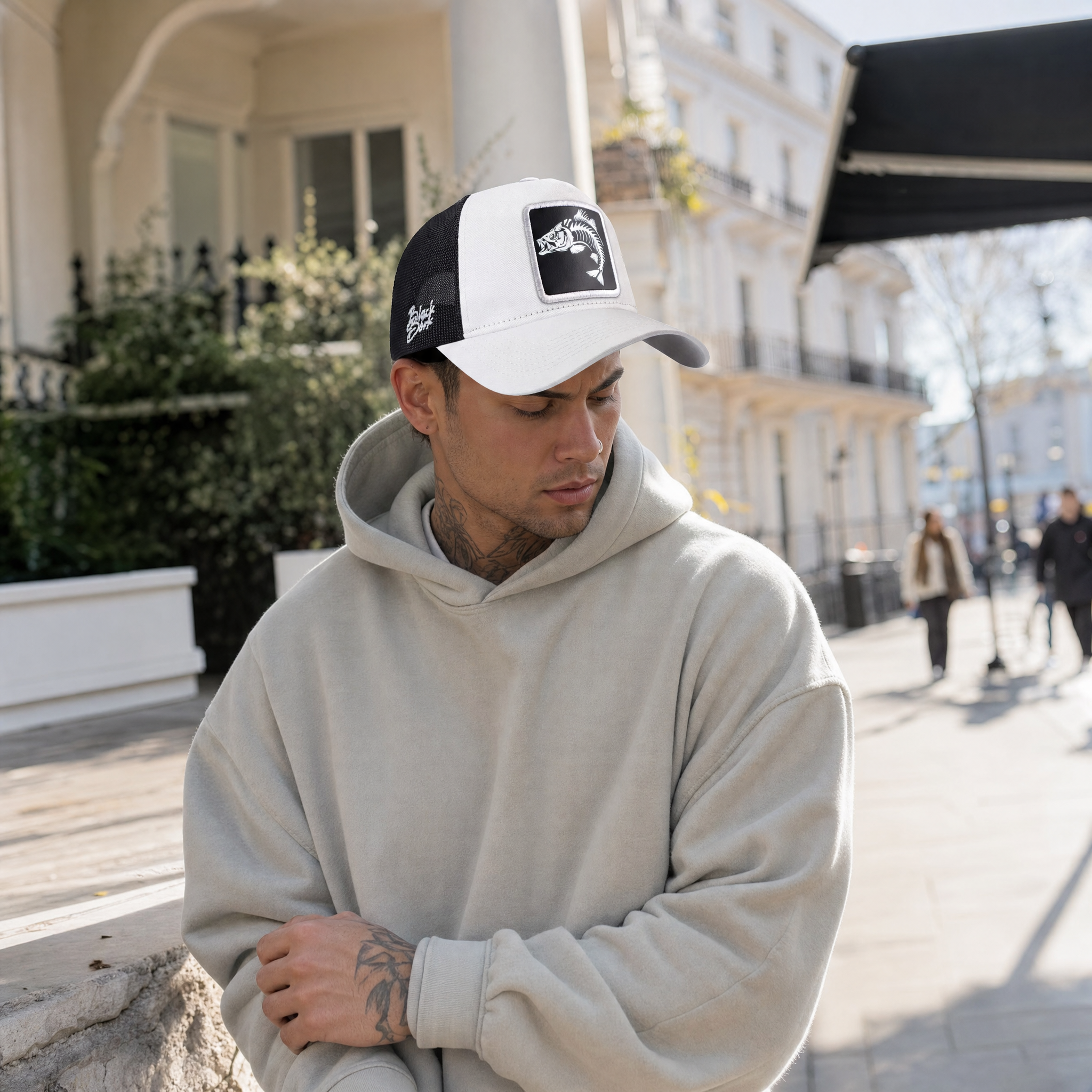 BlackBork White & Black Trucker Cap | Customisable Patch