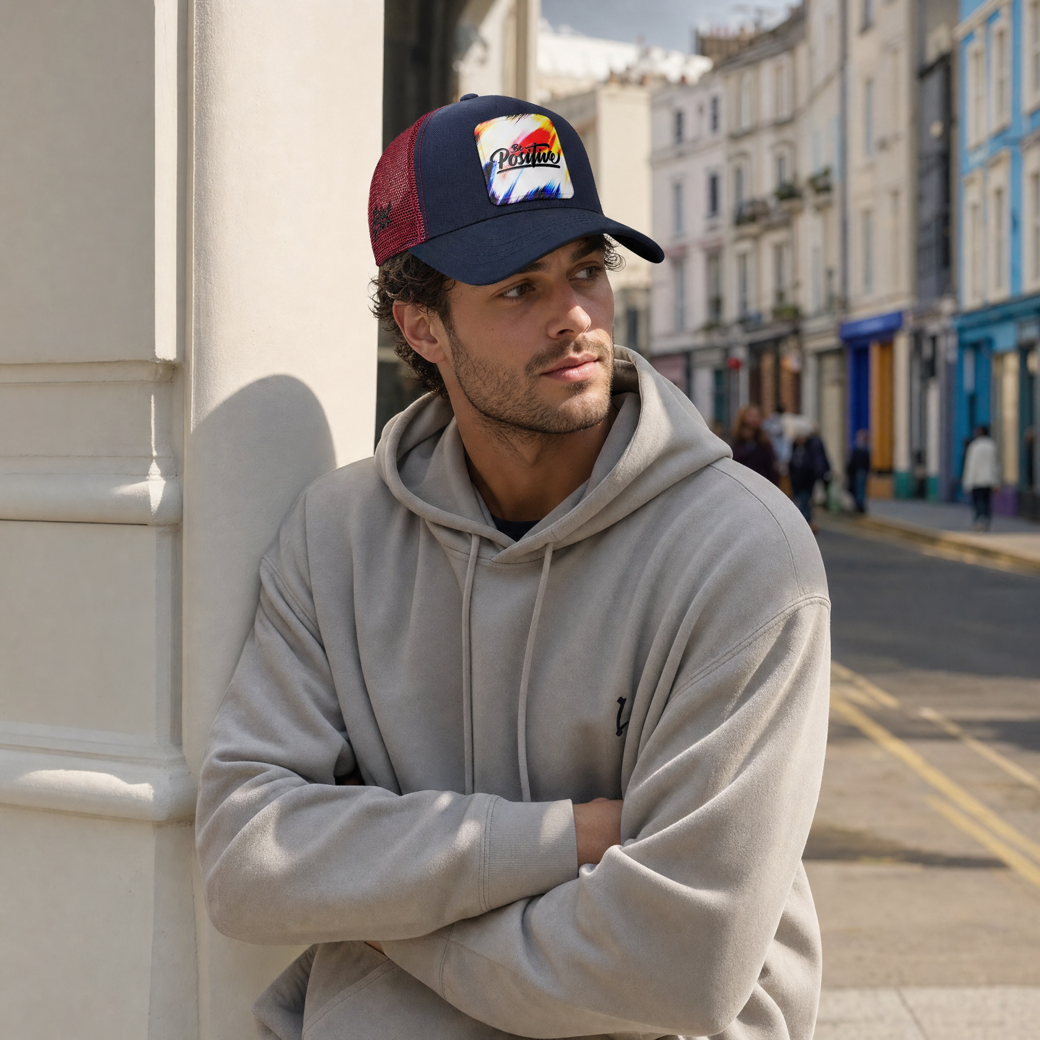 BlackBork Navy Blue & Burgundy Trucker Cap | Customisable Patch