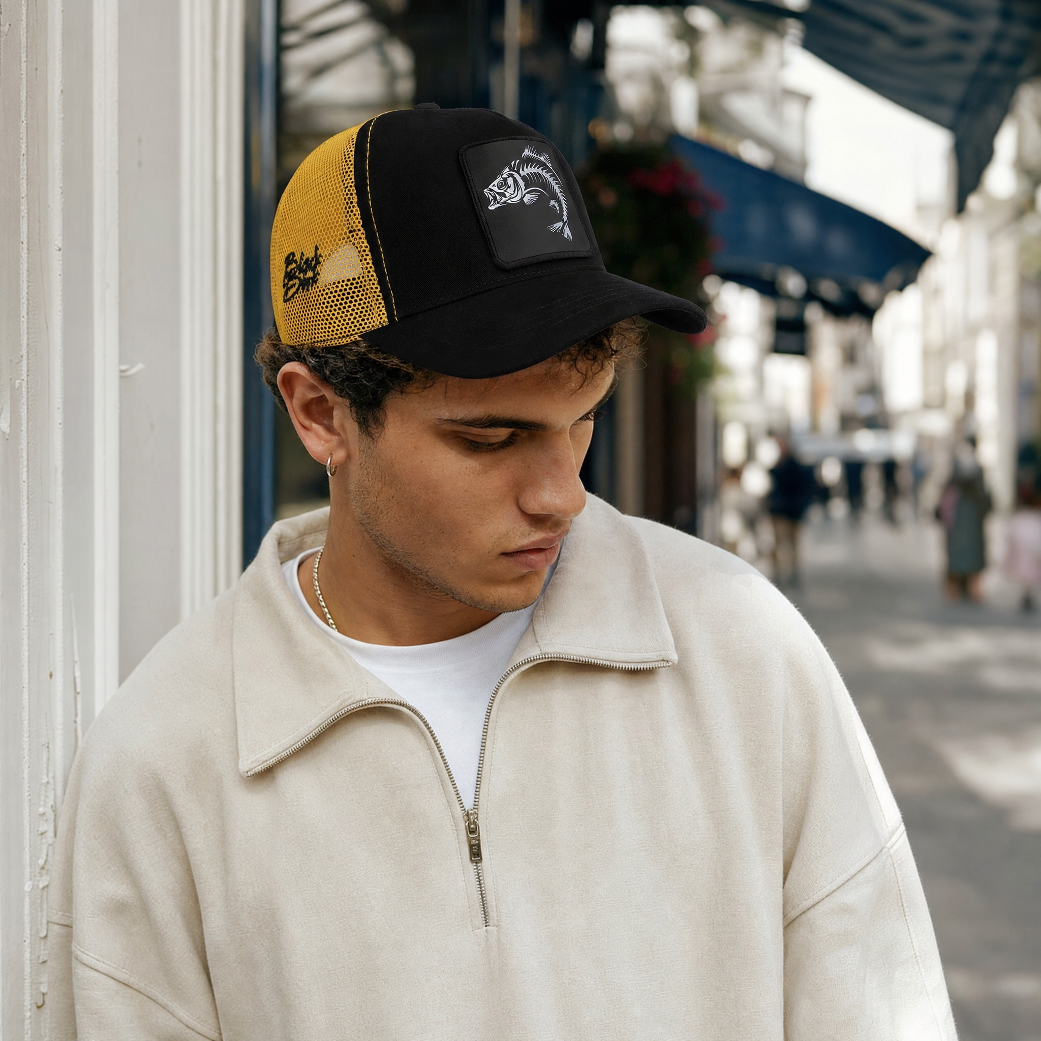BlackBork Black & Yellow Trucker Cap | Customisable Patch