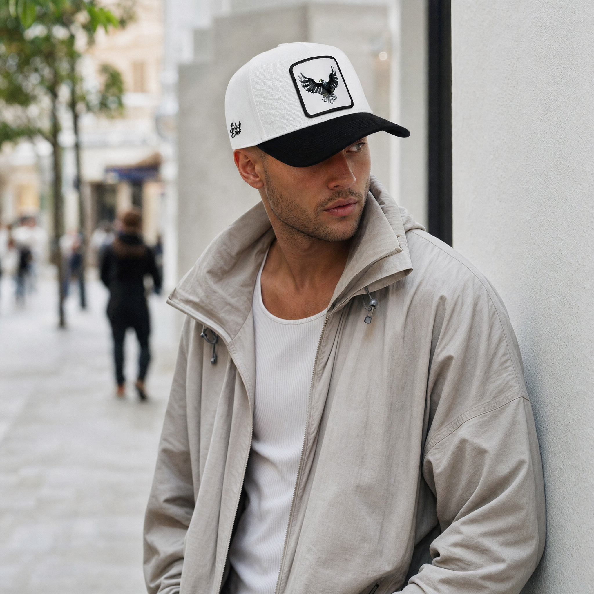BlackBork White & Black Baseball Cap | Customisable Patch
