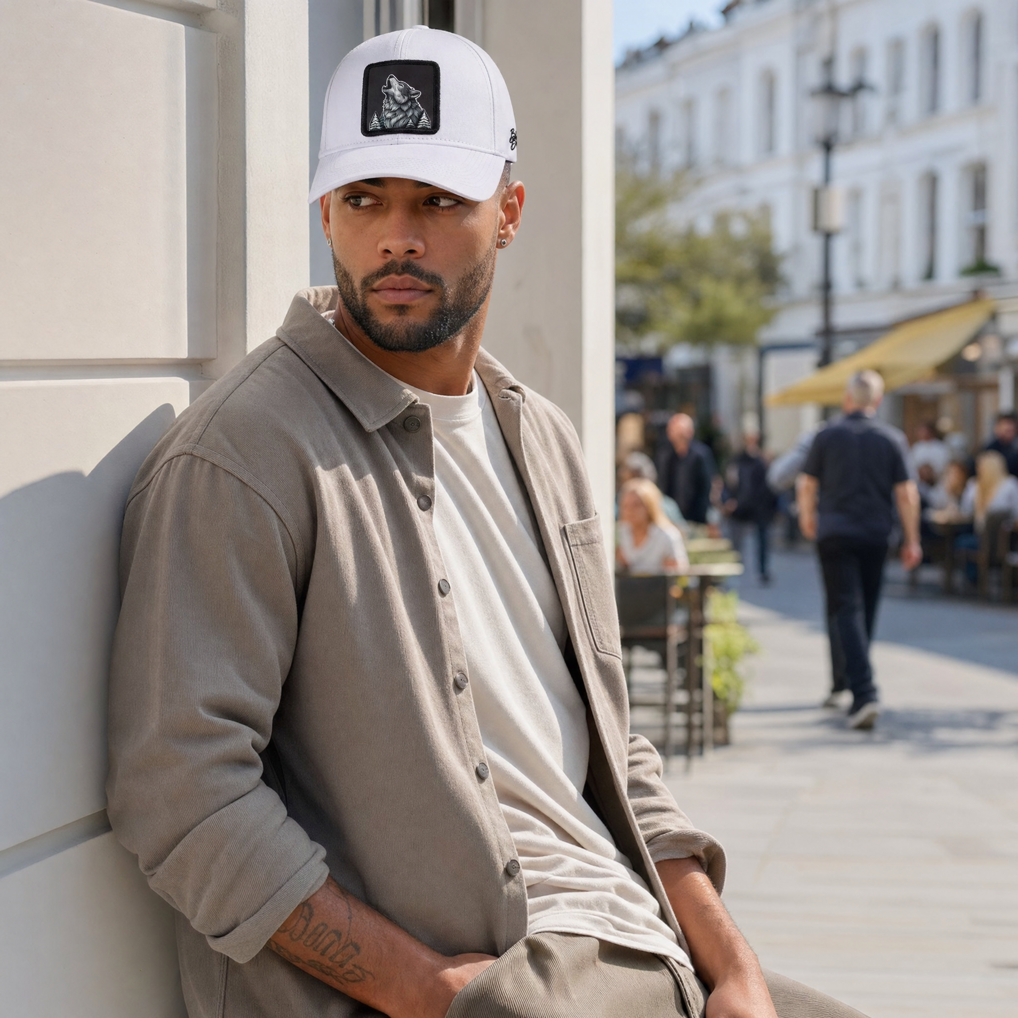 BlackBork Six White Baseball Cap | Customisable Patch