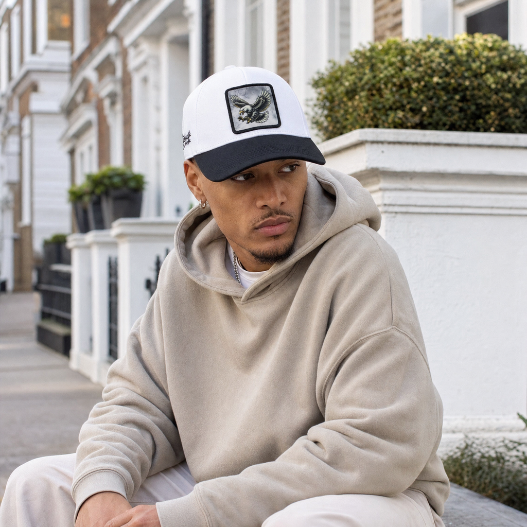 BlackBork Six Black & White Baseball Cap | Customisable Patch