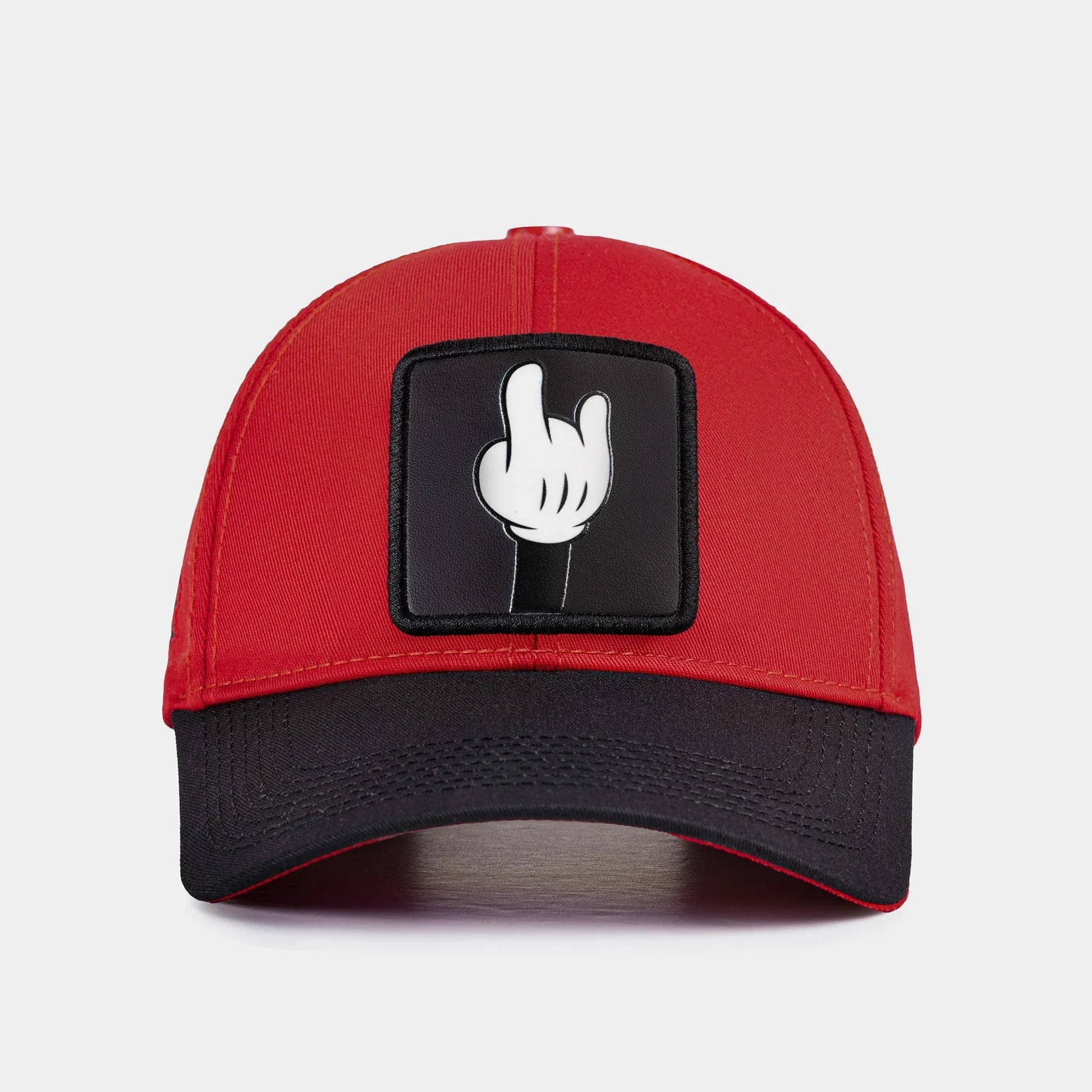 V1 Six Black-Red Baseball Cap with Finger - 1SB Code Logo patch for wholesale and custom branding