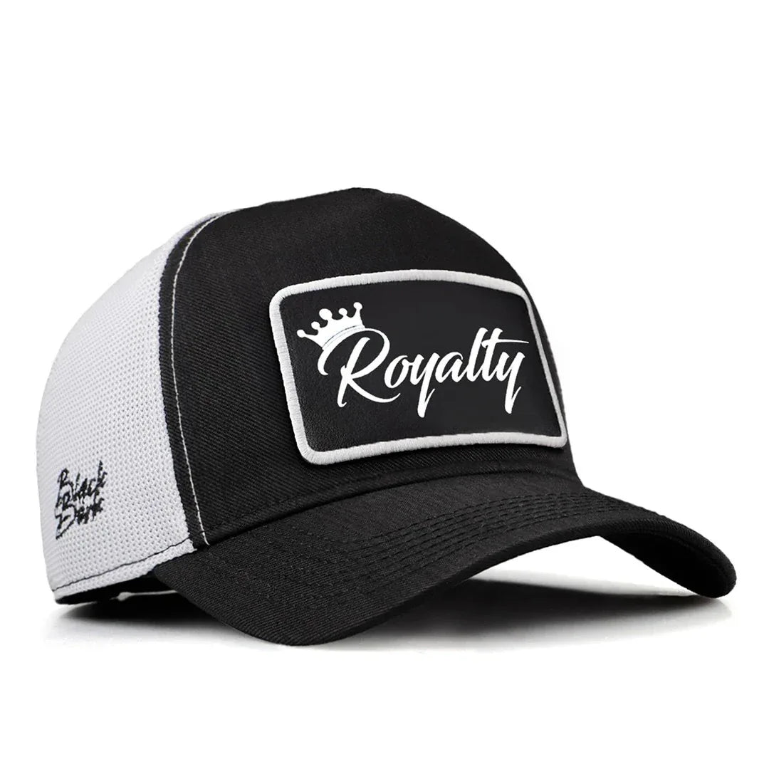 Black-White Cordura Fabric Trucker Cap with Royalty - With 2 Code Logo patch for wholesale and custom branding