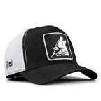 Black-White Cordura Fabric Trucker Cap with Wolf - with 3SB Code Logo patch for wholesale and custom branding