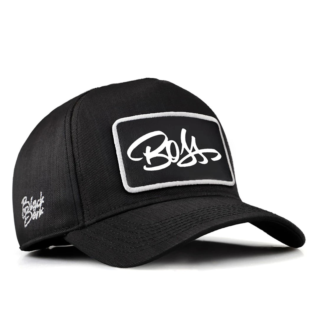 Black Cordura Fabric Baseball Cap with Boss - 2 with Code Logo patch for wholesale and custom branding