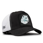 Black-White Cordura Fabric Trucker Cap with Panther - with 3 Code Logo patch for wholesale and custom branding