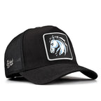 Black Cordura Fabric Trucker Cap with Horse - With 2SB Code Logo patch for wholesale and custom branding