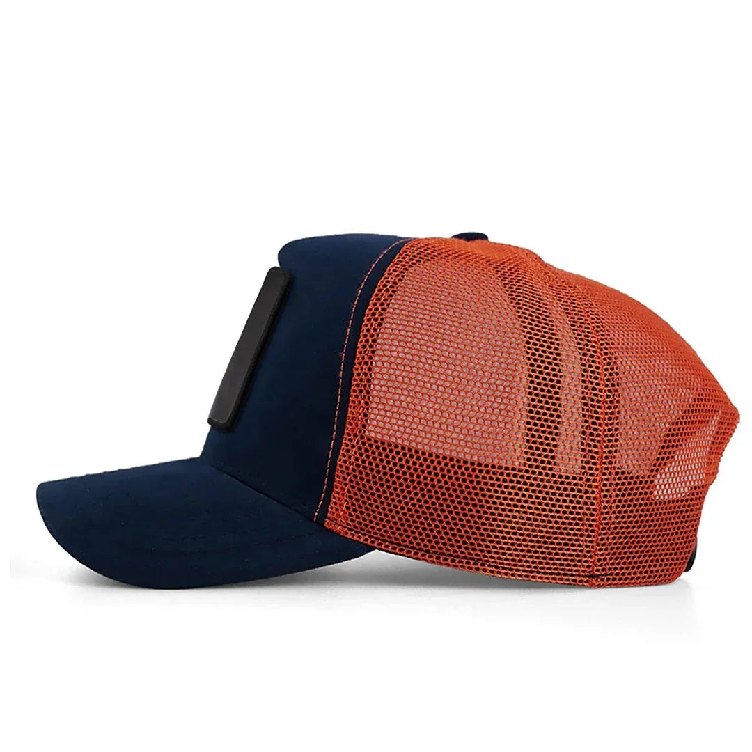 Navy Blue-Orange Cap trucker cap by BlackBork