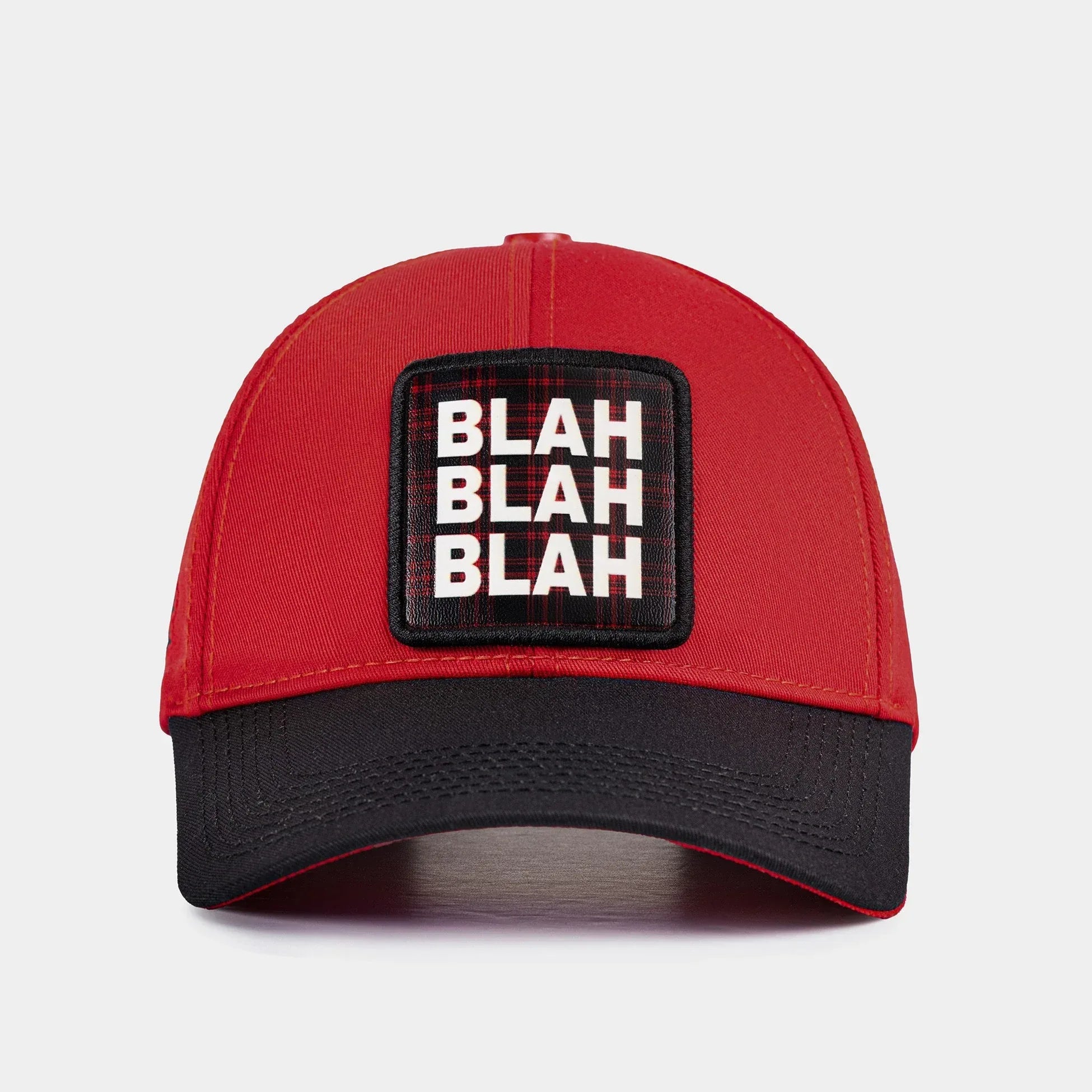 V1 Six Black-Red Baseball Cap with Blah Blah Blah - 1ss Code Logo patch for wholesale and custom branding
